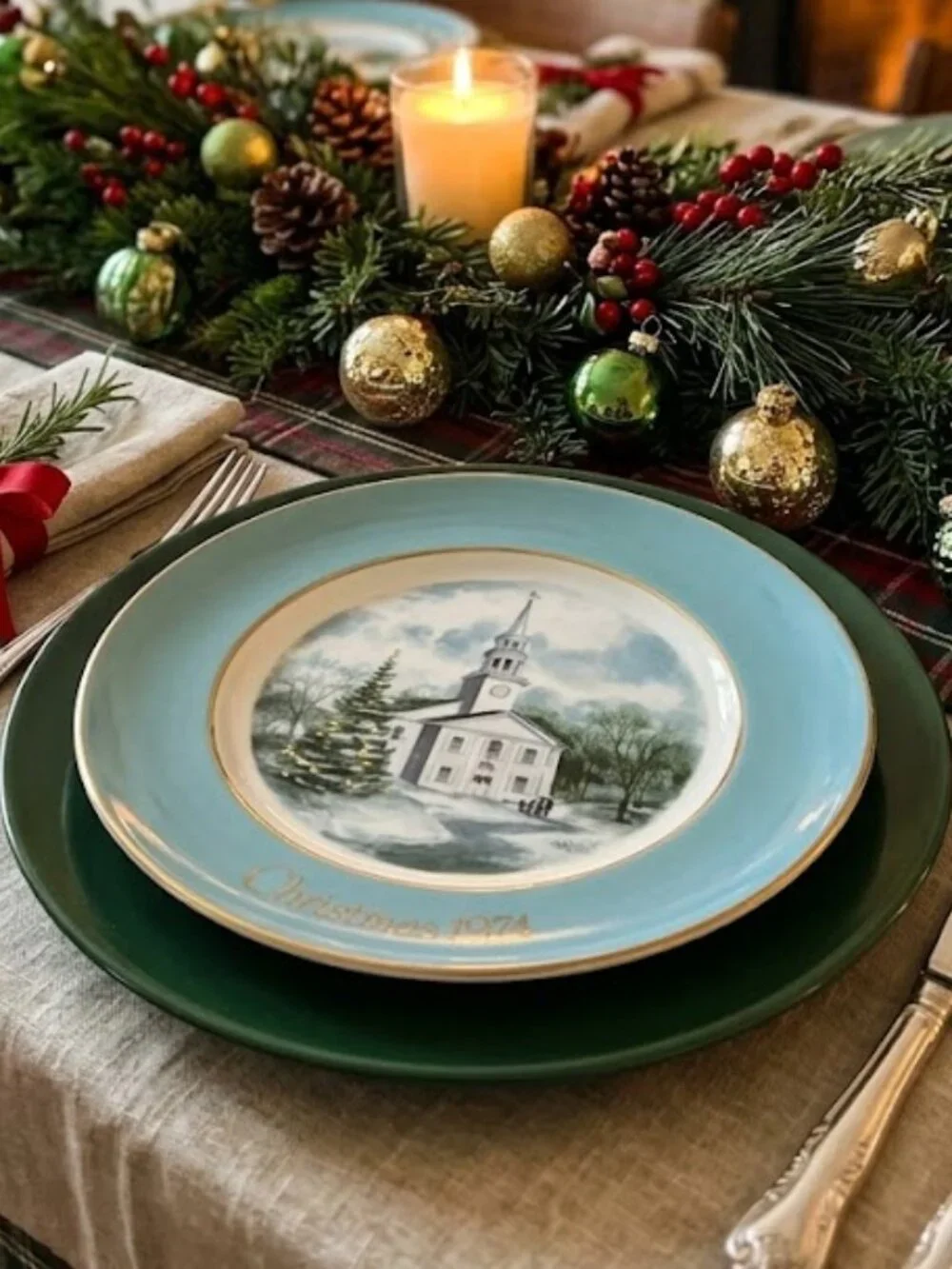 Vintage 1974 Avon Christmas Plate 